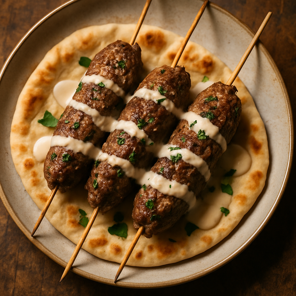 Kafta de Borrego Libanesa com Molho de Tahini