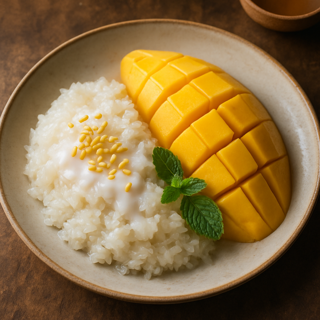 Arroz Glutinoso com Manga (Khao Niao Mamuang)