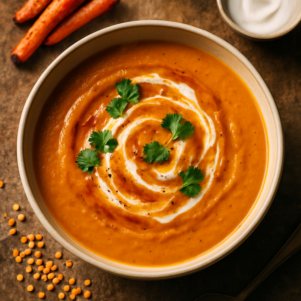Roasted Carrot and Red Lentil Soup